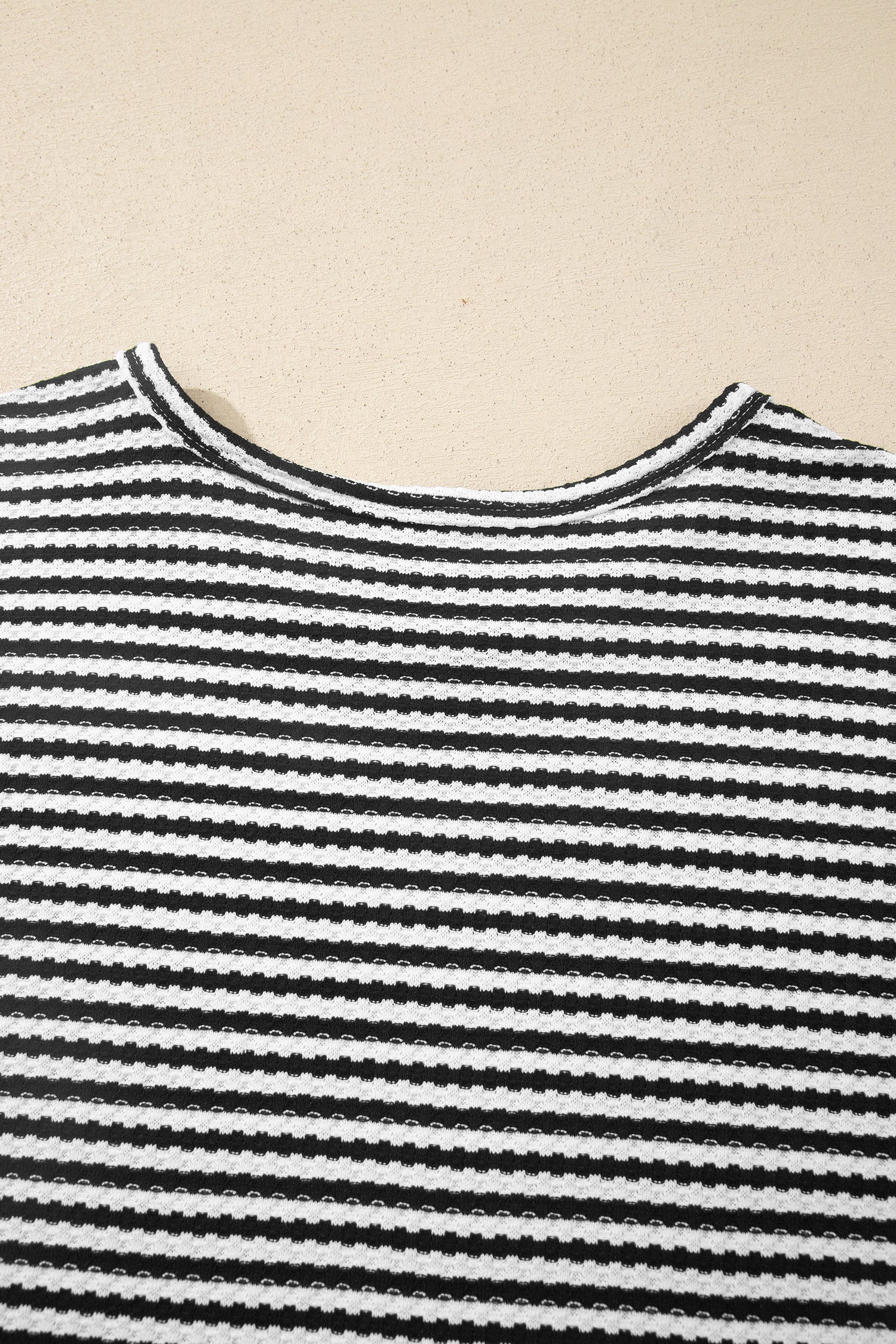 Purple Stripe Breathable Textured Knit Short 2pcs Set
