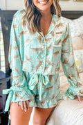 Mint Leopard Satin PJ Set