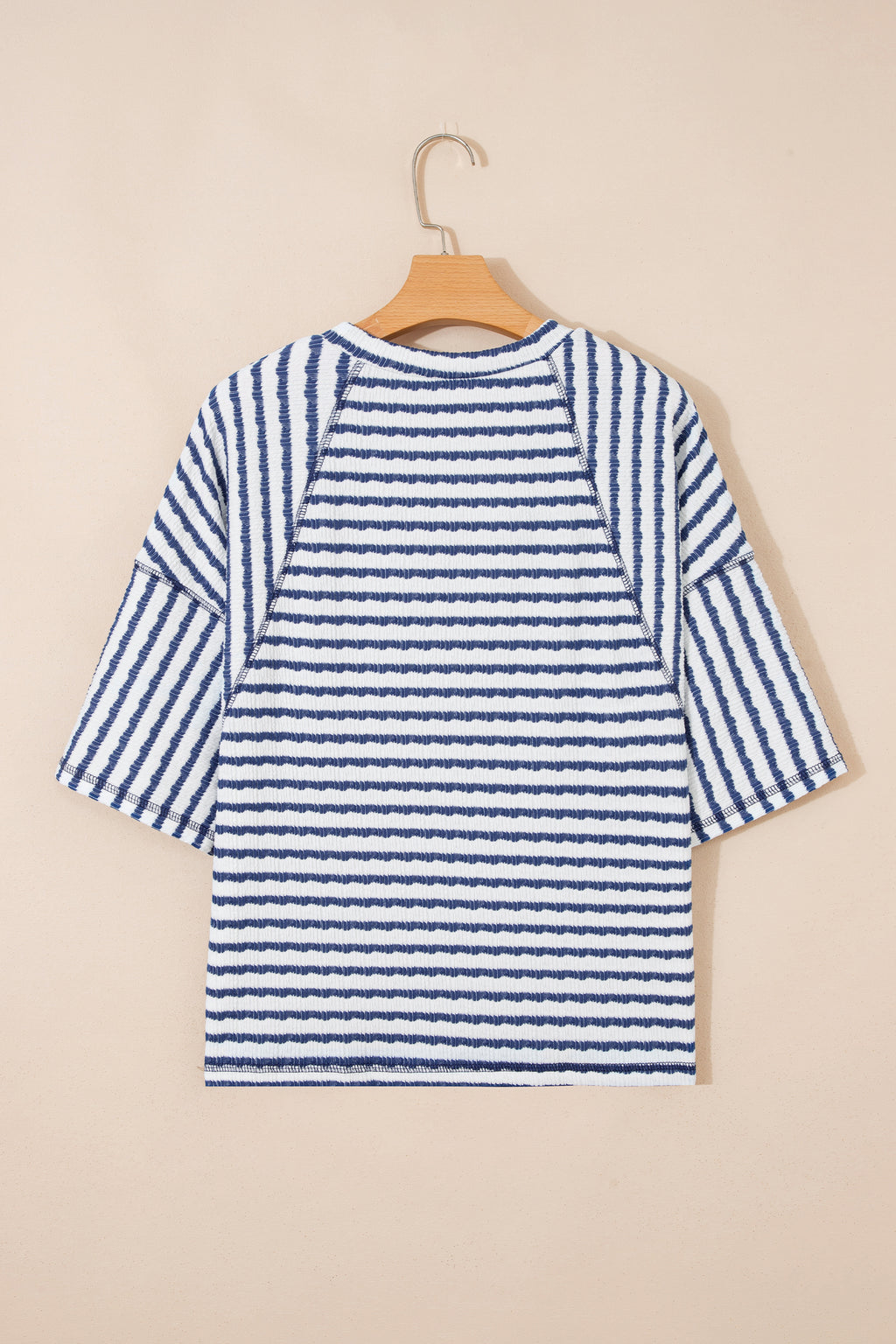 Blue Stripe Half Sleeve Loose Top