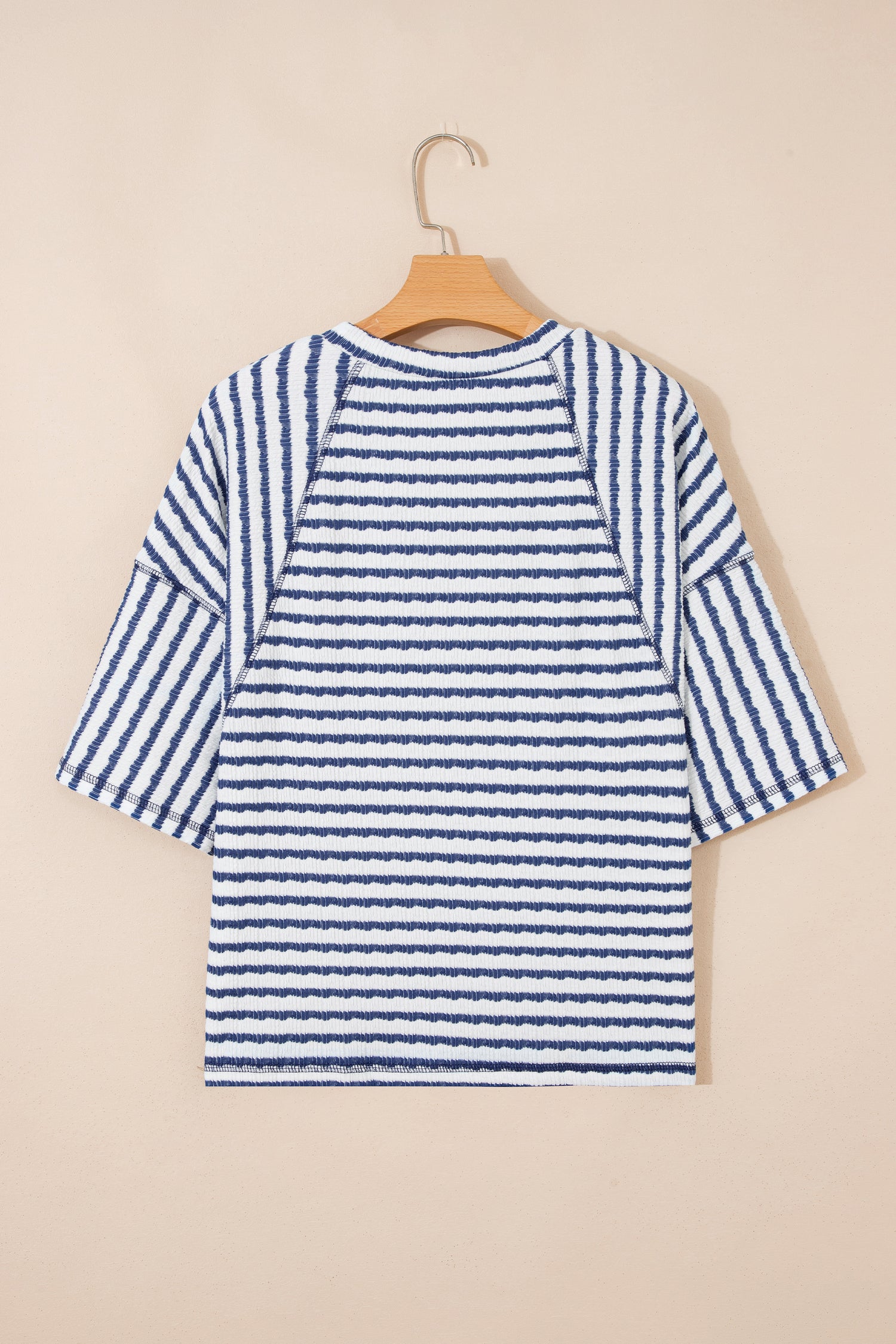 Blue Stripe Half Sleeve Loose Top