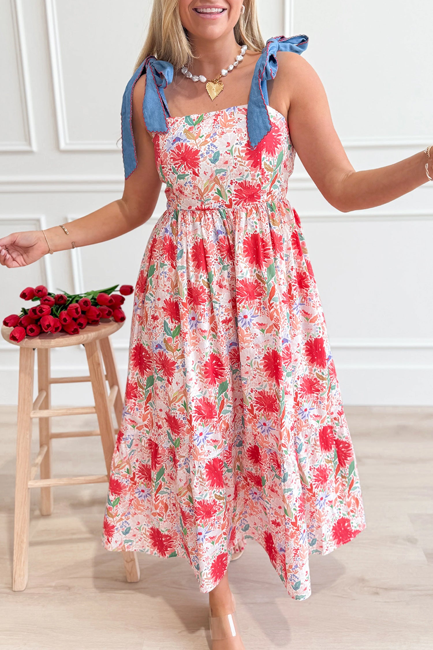 Red Floral Dress