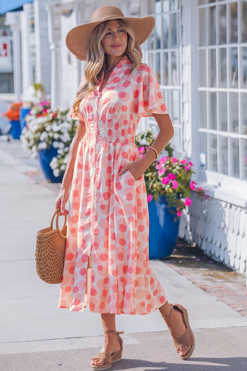 Pink Polka Dot Long Dress
