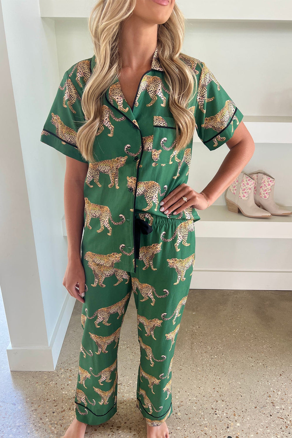 Emerald Cheetah Luxe PJ Set