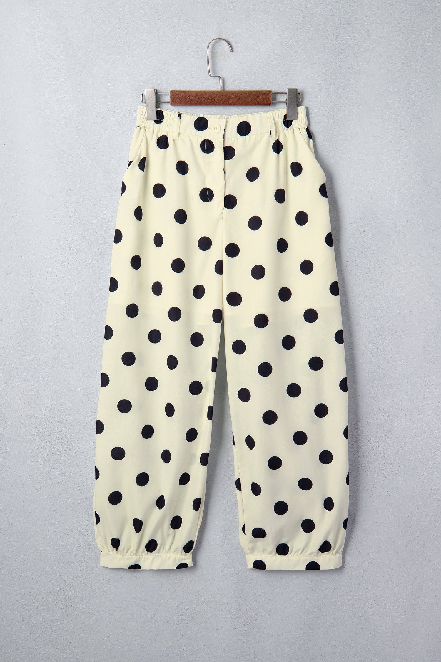 Black Polka Dot Ankle Length Harem Pants