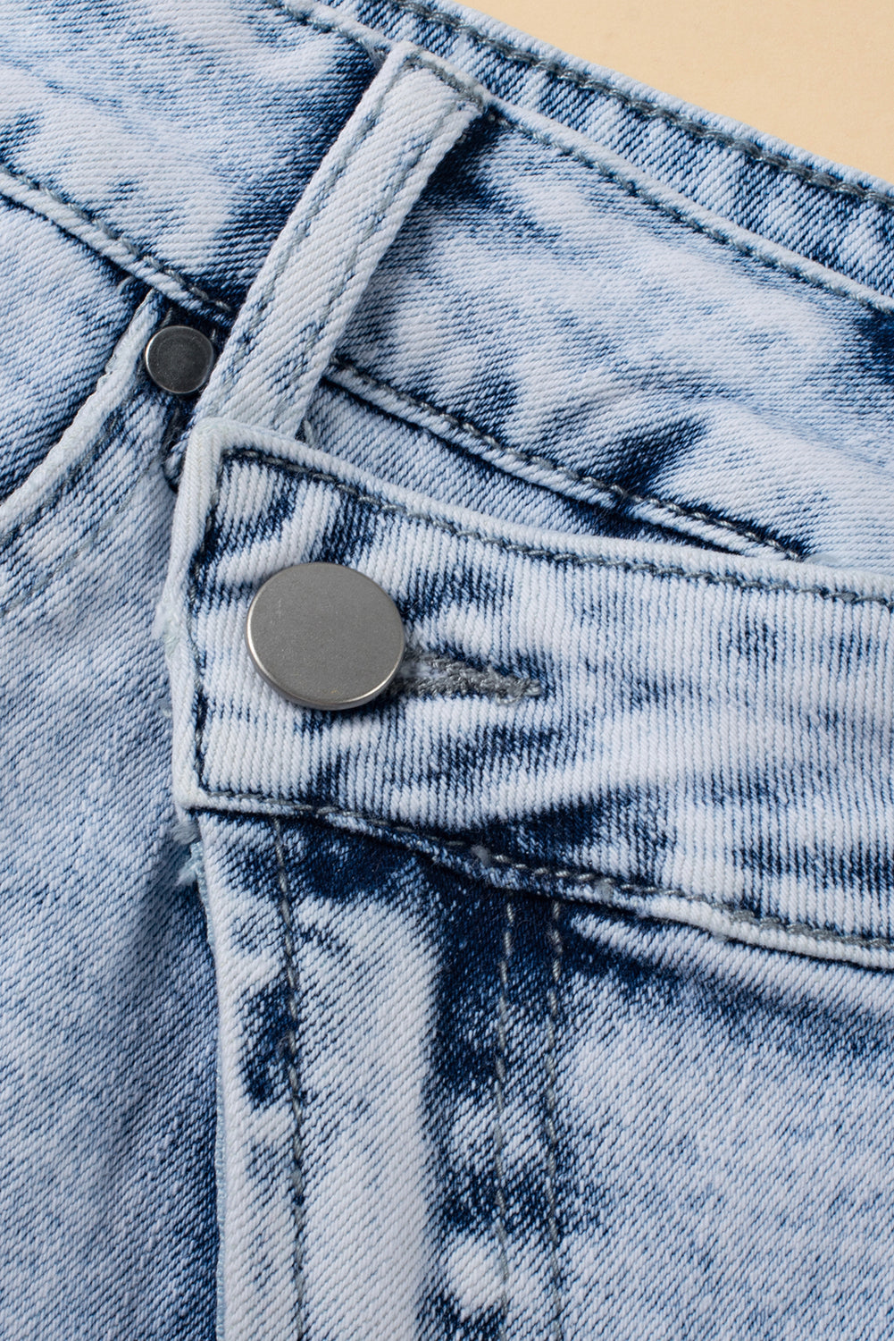 Acid Wash Crossed Denim Shorts