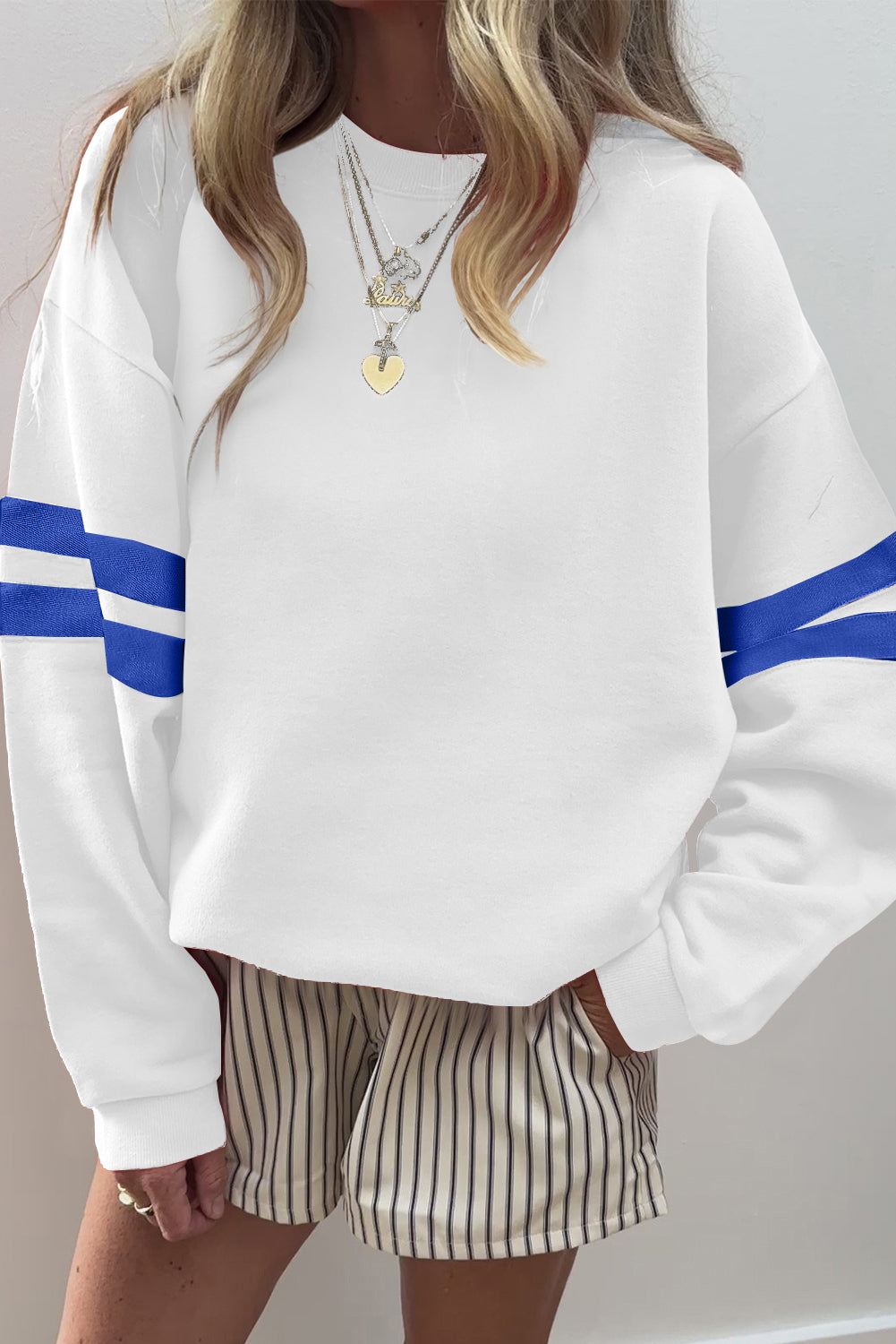 Orange Varsity Striped Detail Drop Shoulder Oversized Sweatshirt