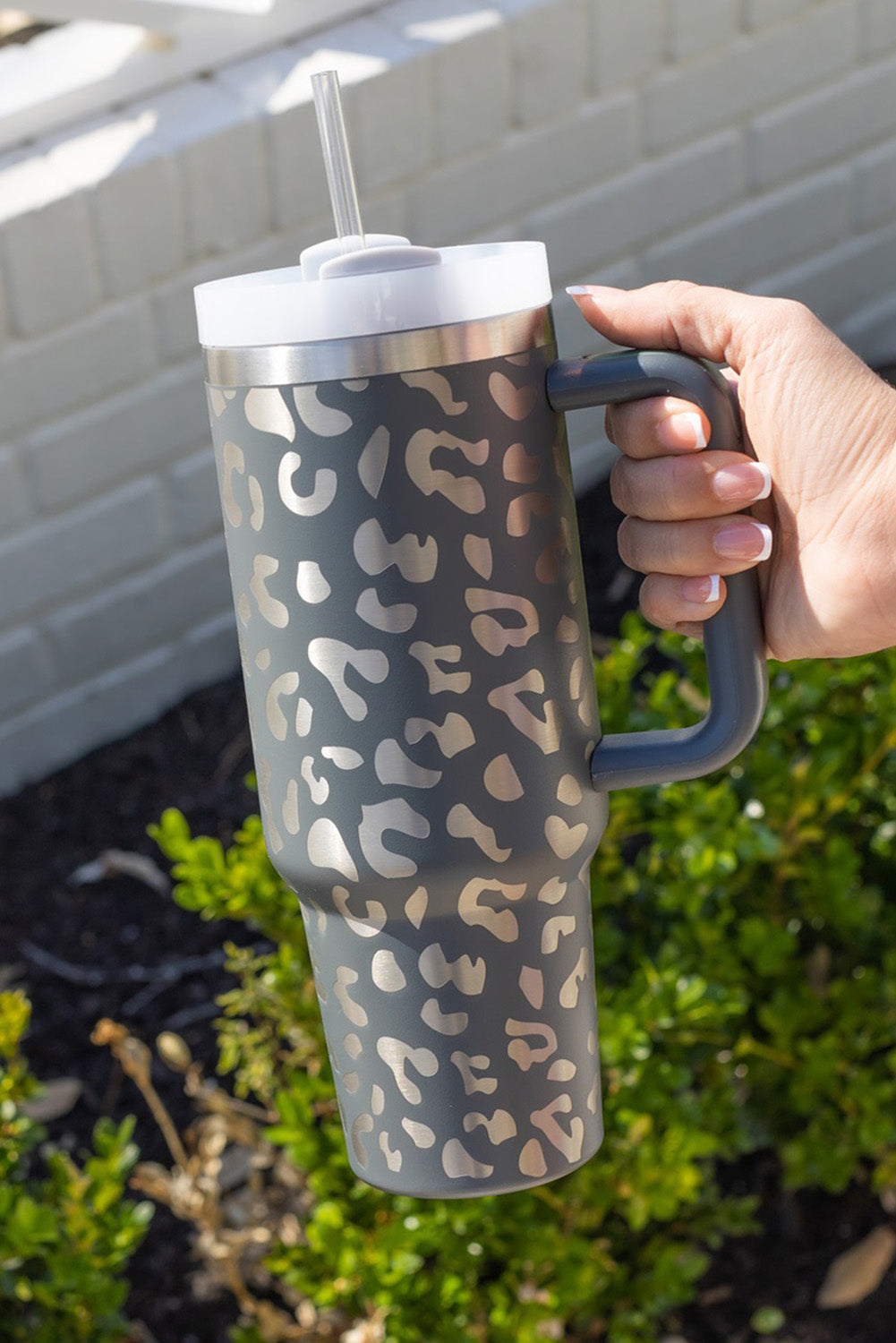 Gray Leopard Tumbler 40oz