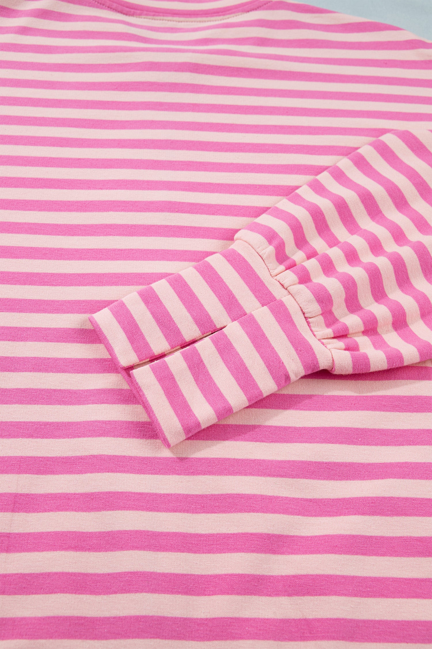 Pink Stripe Zip-up Puff Sleeve Zip Jacket Sweatshirt