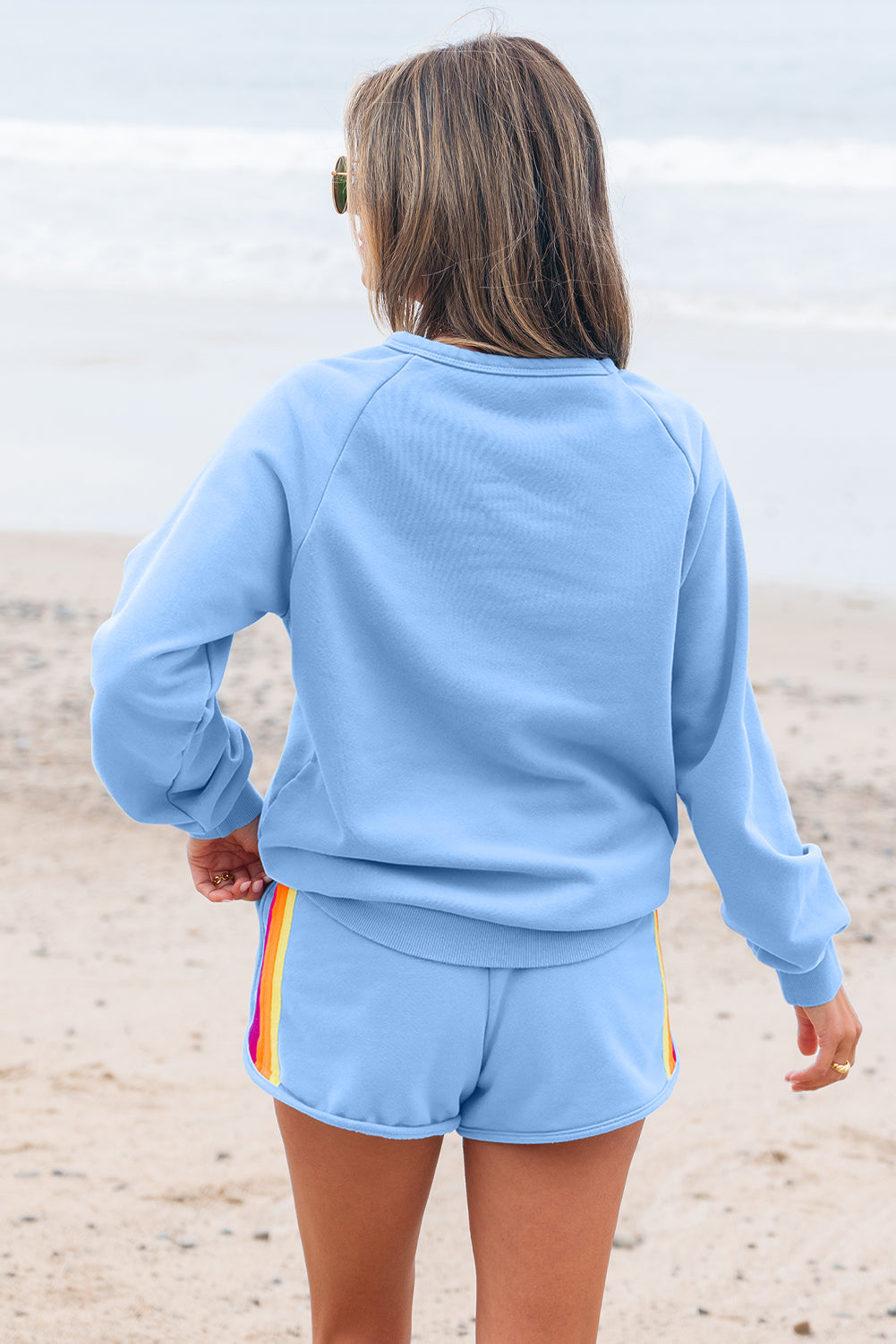 Accent Pullover and Shorts 2pcs Casual Set