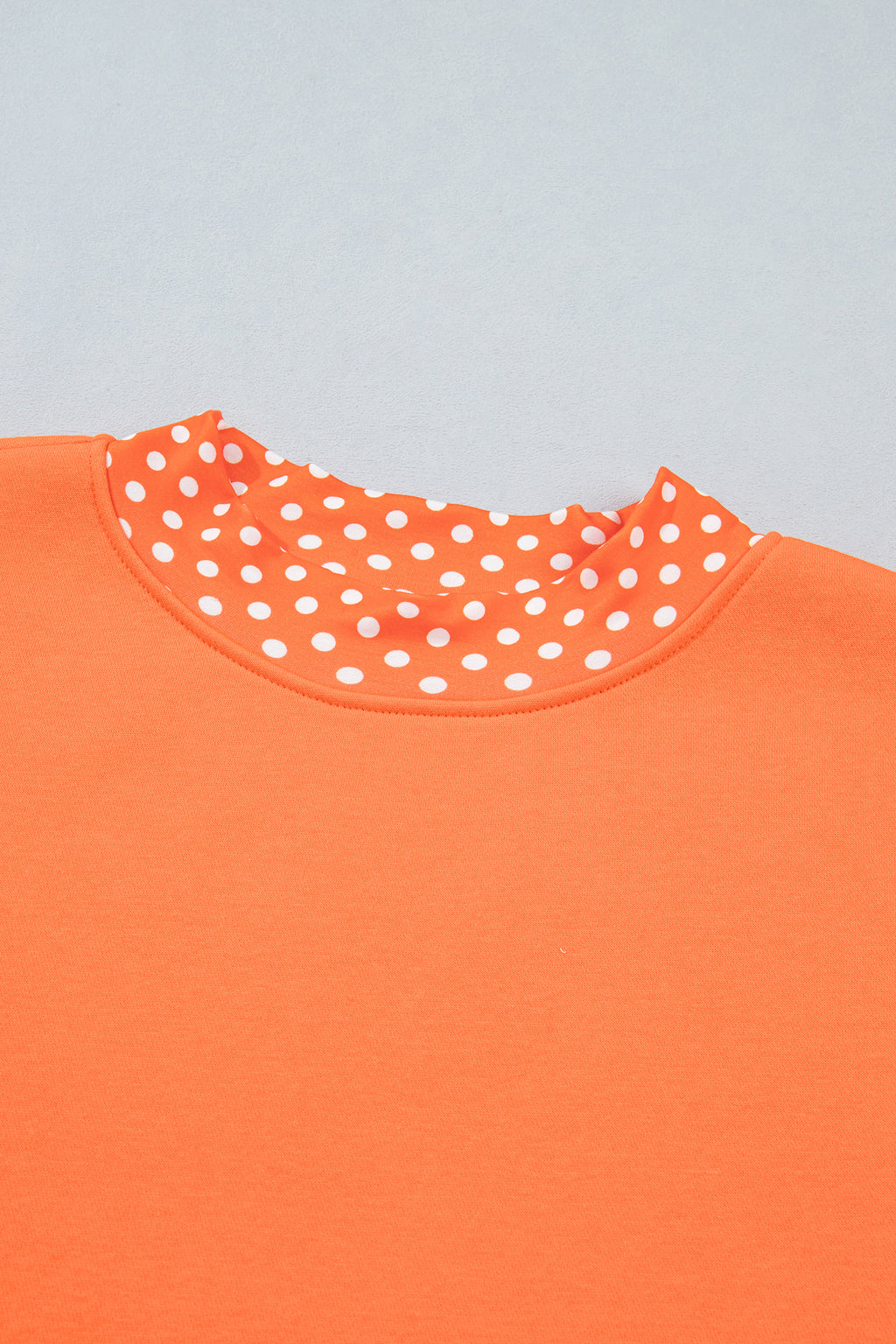 Orange Colorblock Polka Dot Contrast Trim Oversized Sweatshirt