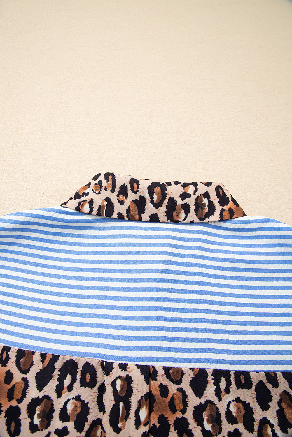 Sky Blue Striped Leopard Button Up Shirt