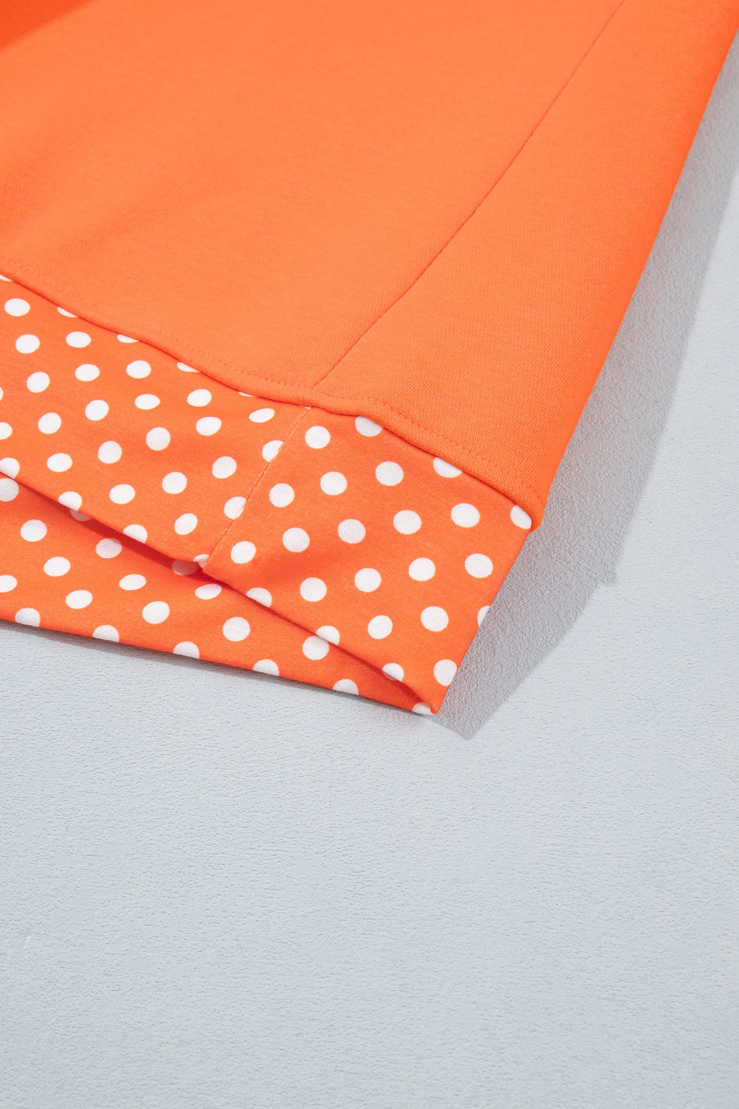 Orange Colorblock Polka Dot Contrast Trim Oversized Sweatshirt