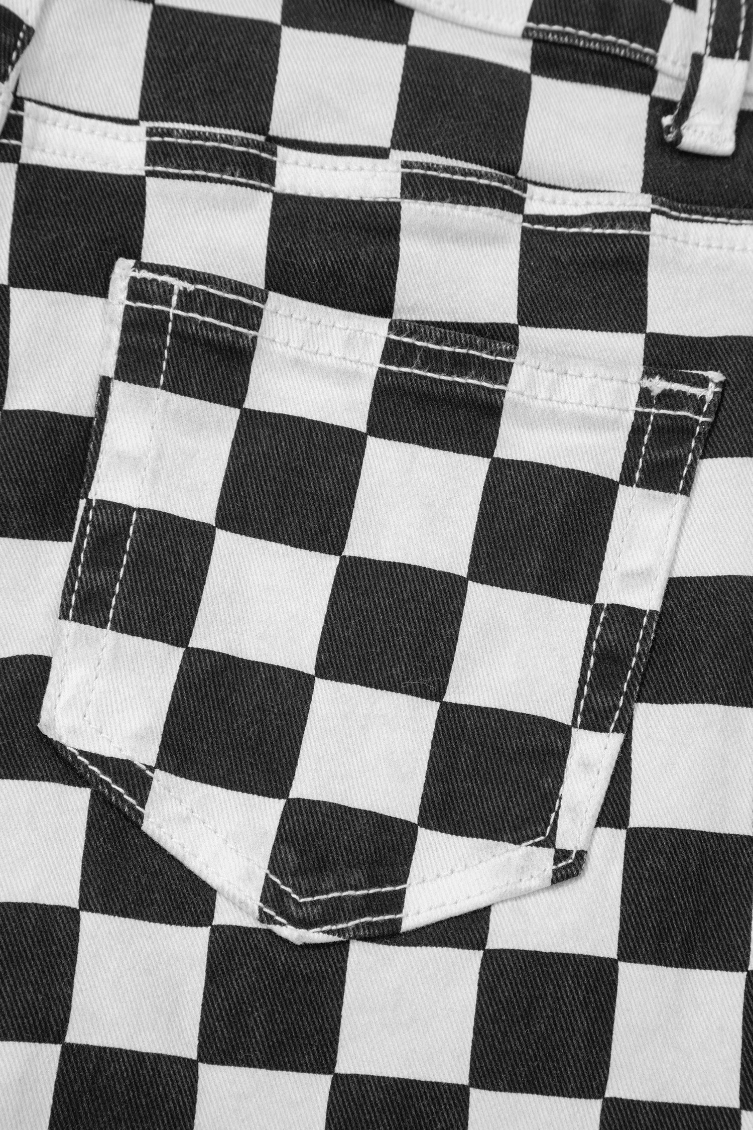 Checkerboard Distressed Cropped Jeans