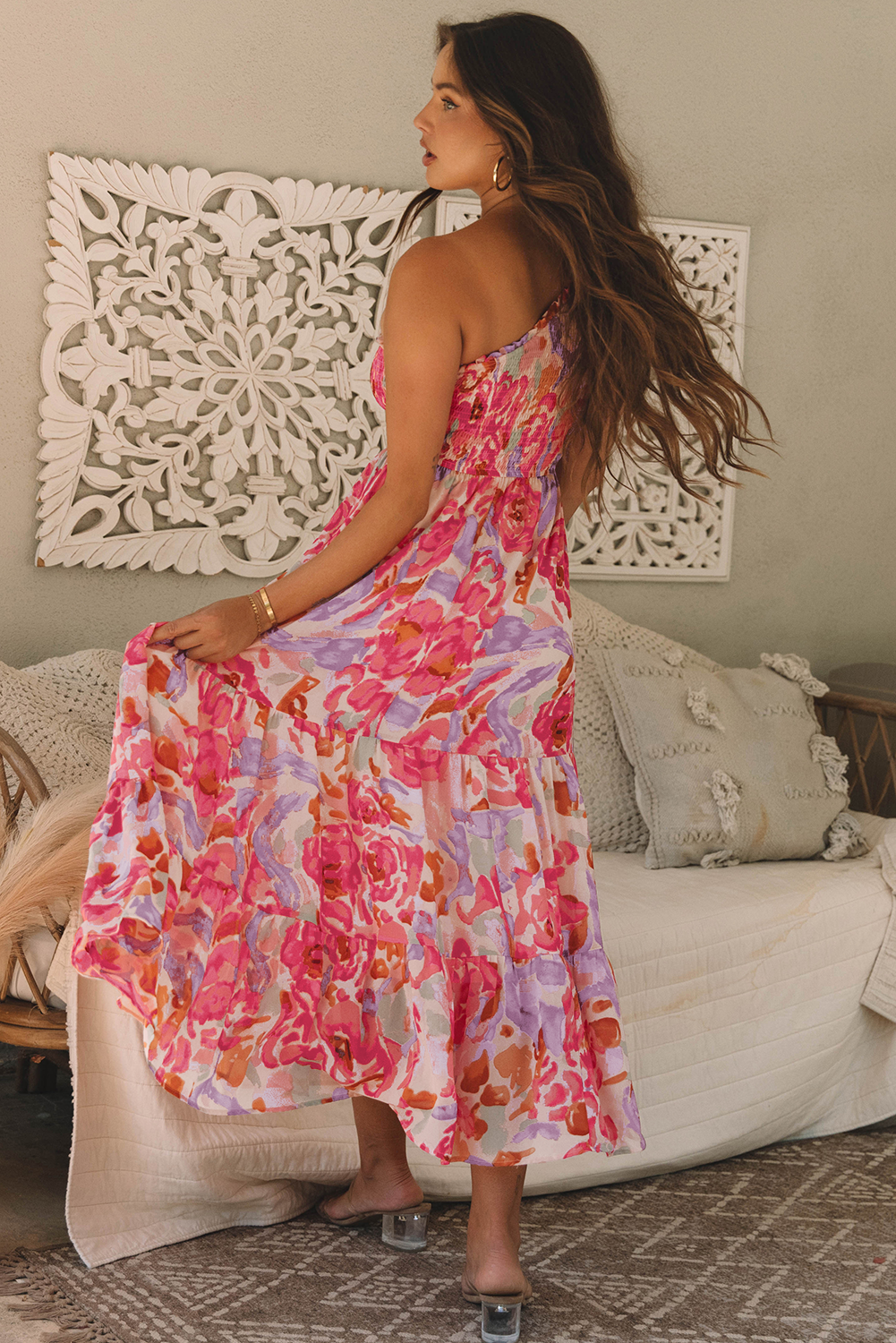Blushing One-Shoulder Maxi Dress