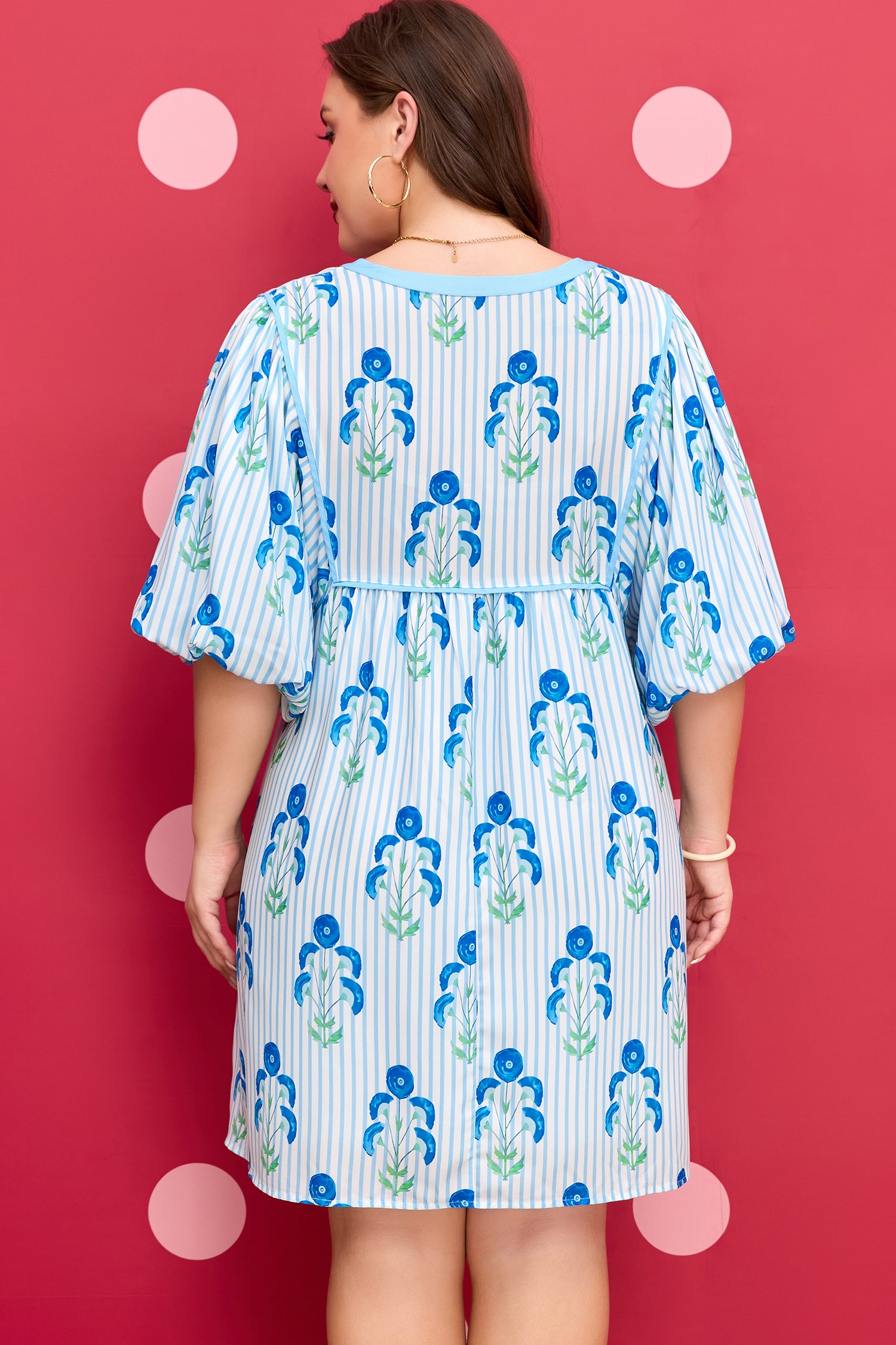 Blooming Floral Striped Dress