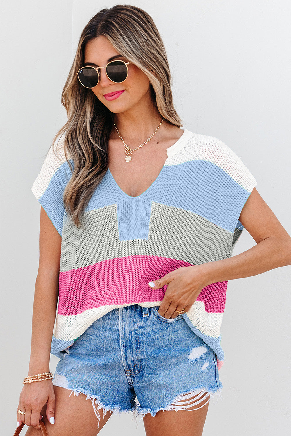 Soft Blue V Neck Sweater Shirt