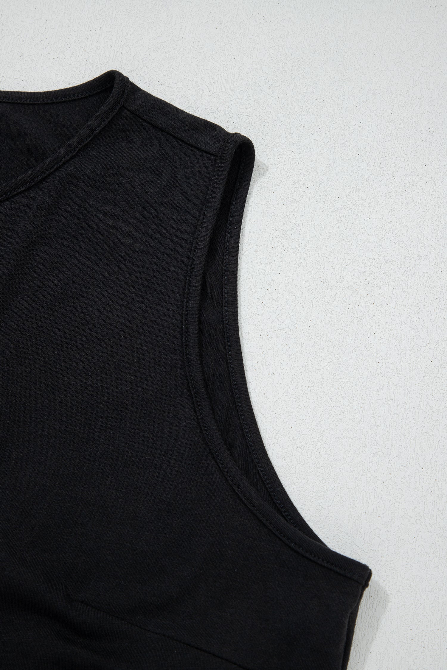 Black Plus Size Solid Color Bow Tie Peplum Tank Top
