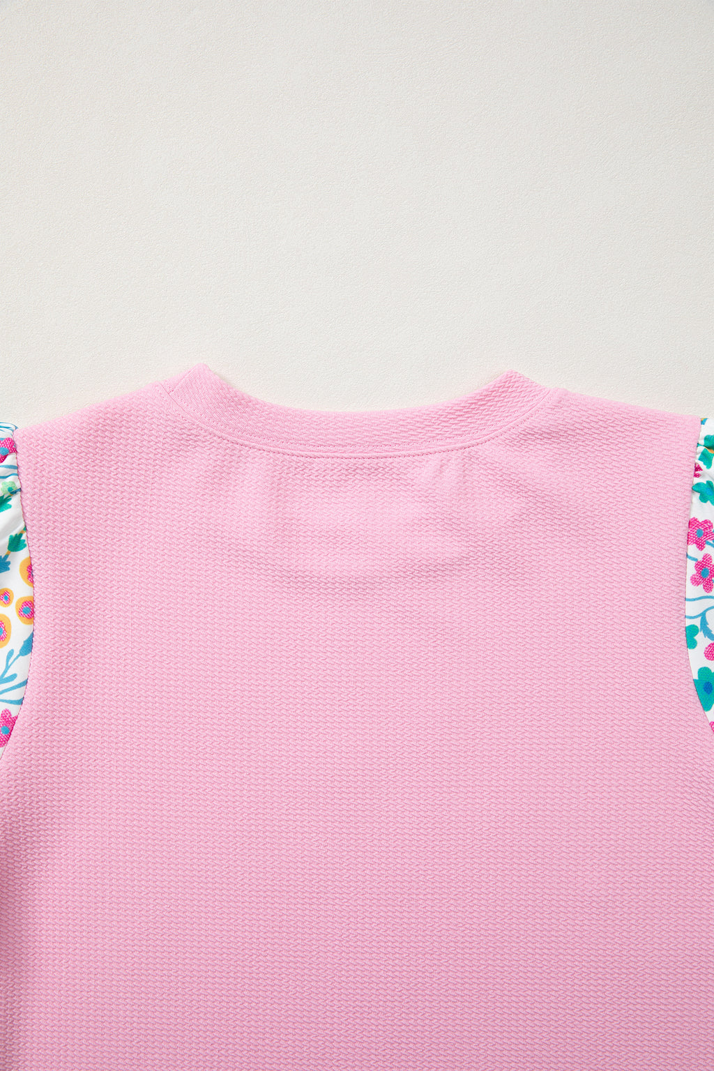 Pink Round Neck Floral Blouse