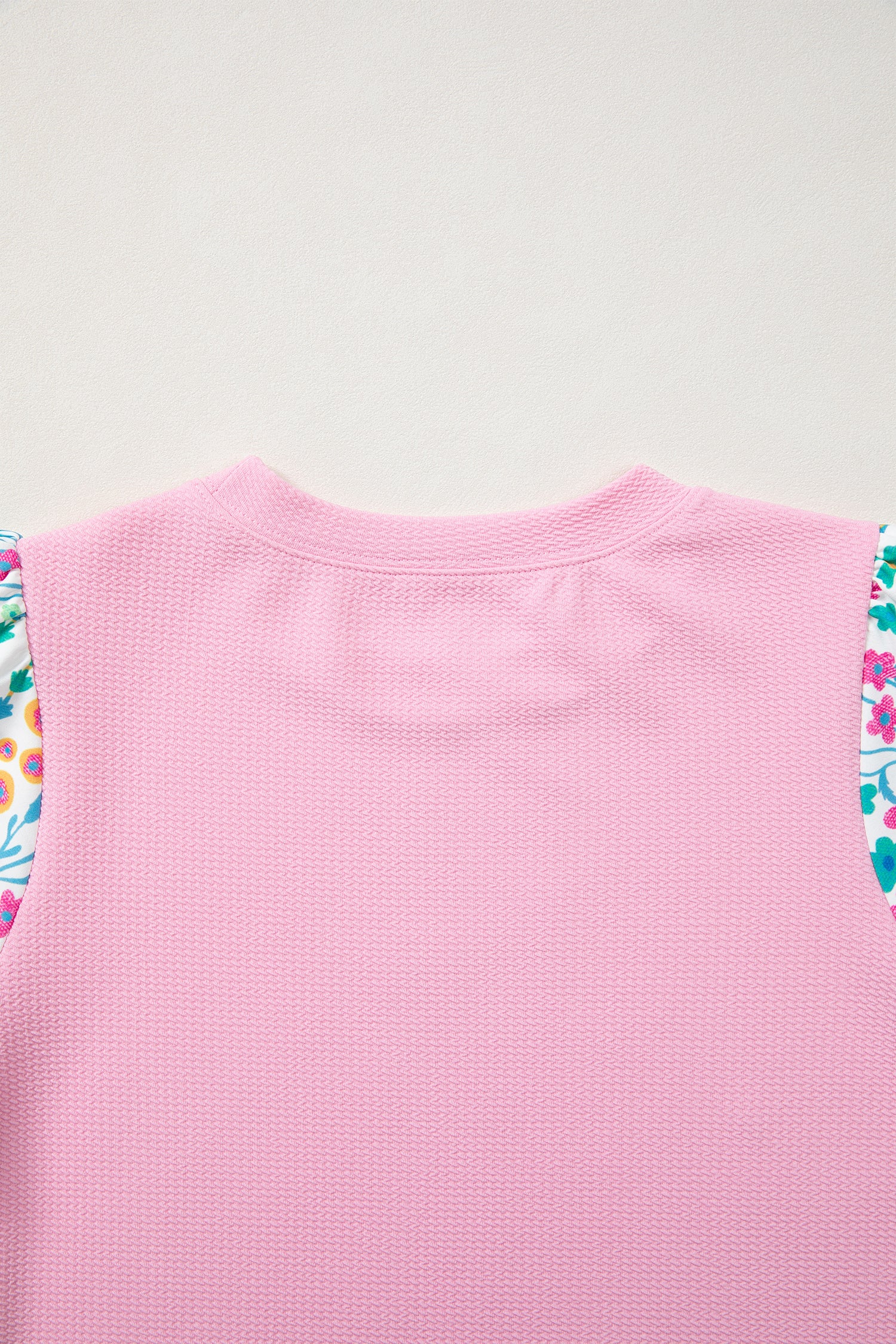 Pink Round Neck Floral Blouse