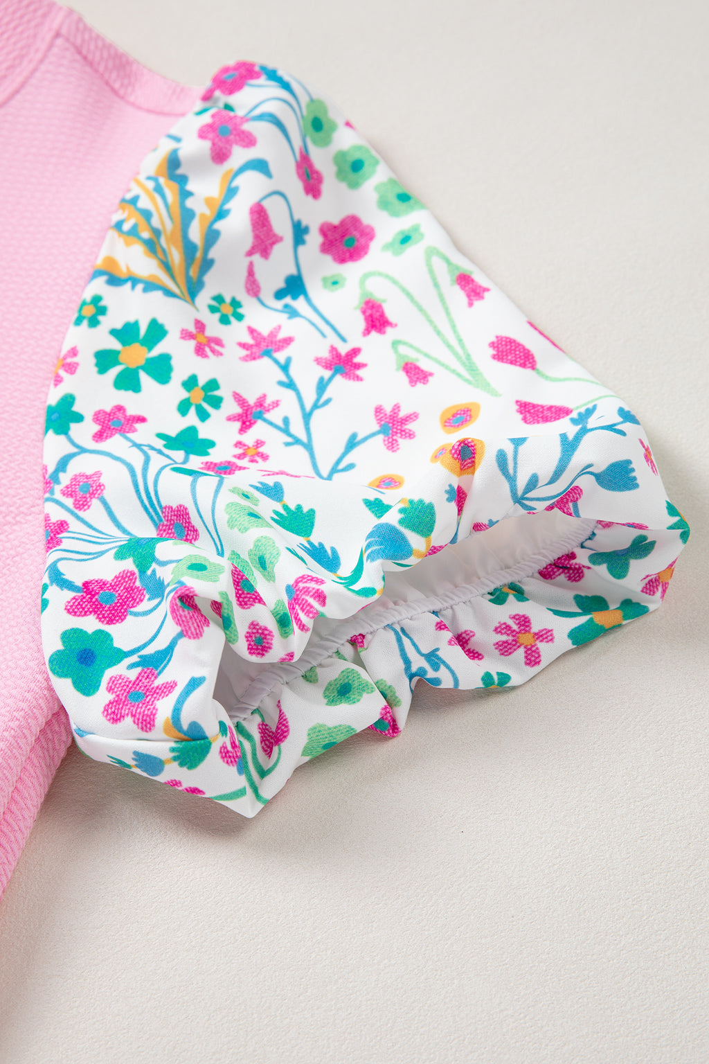 Pink Round Neck Floral Blouse