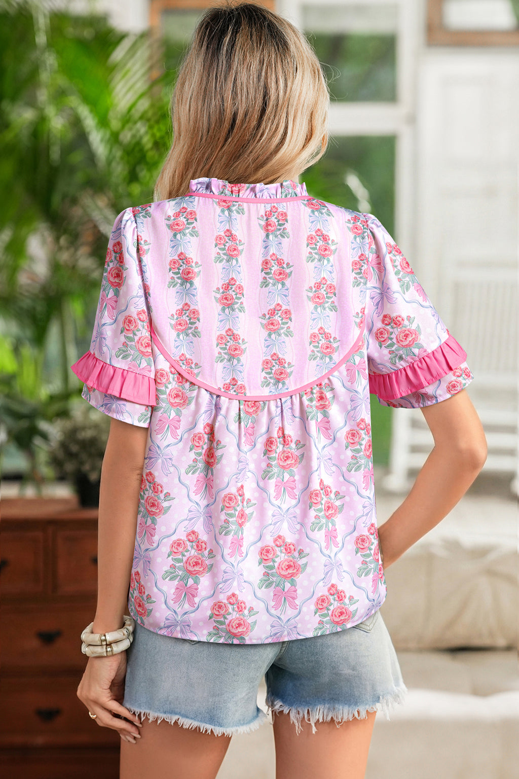 Blooming Floral Bow Blouse