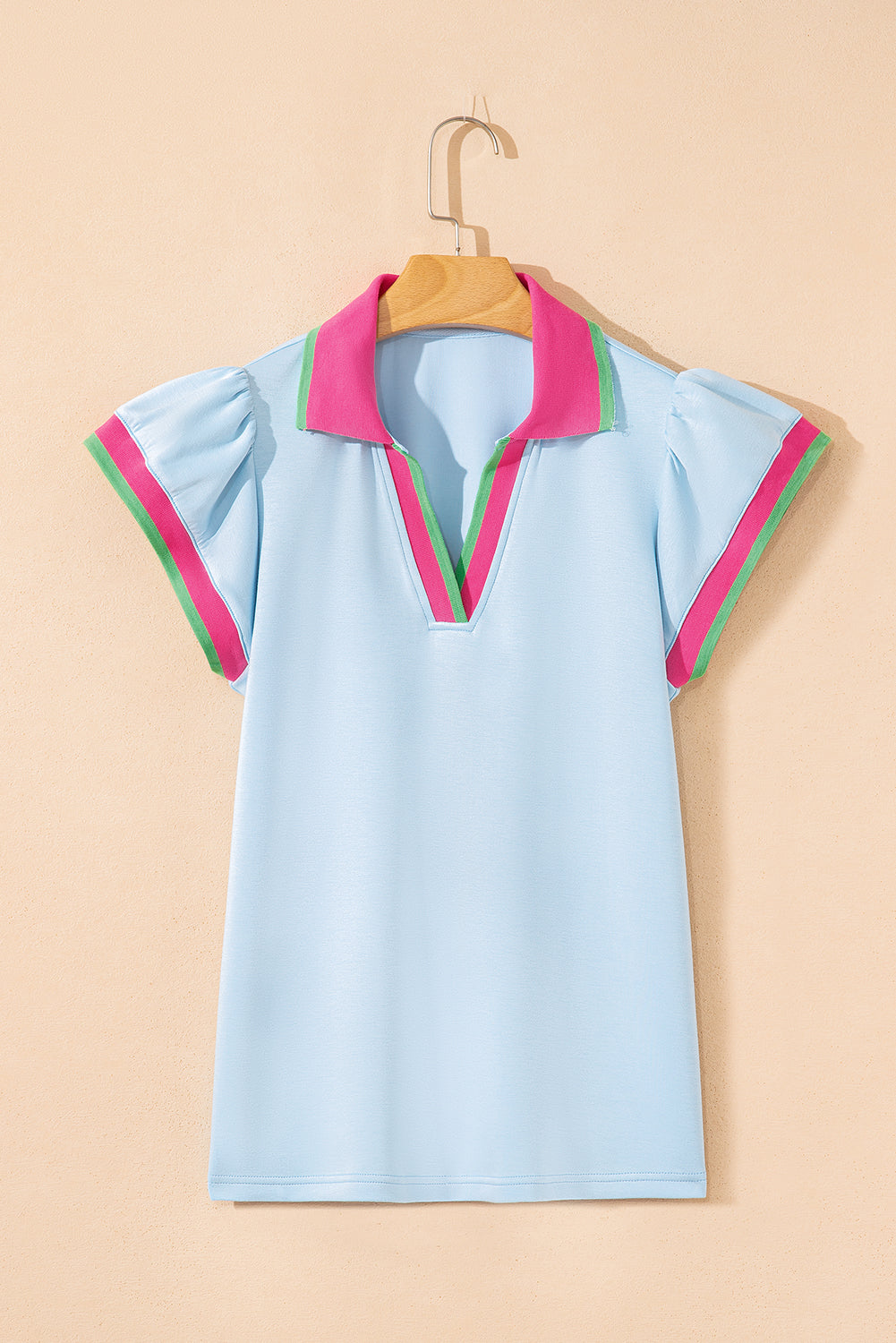 Beau Blue Ruffled Sleeve Blouse