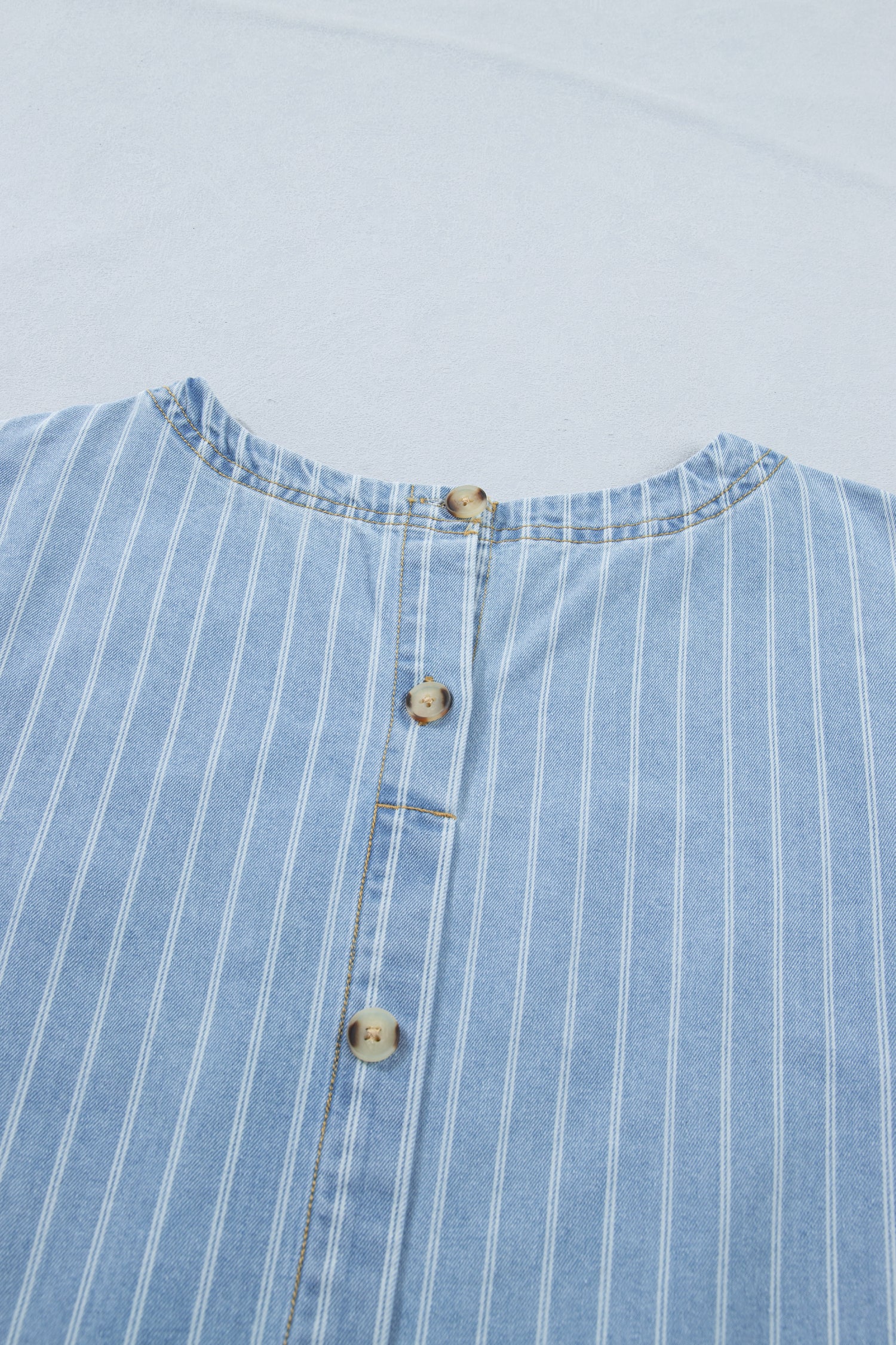Sky Blue Stripe Denim Mini Dress