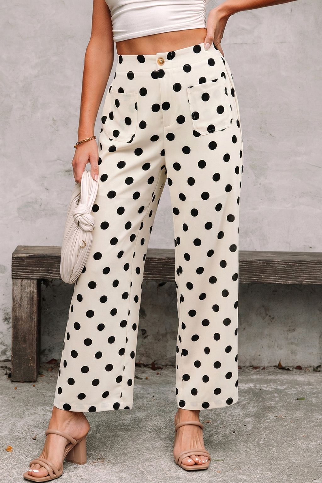 Polka Dot Straight Leg Pants