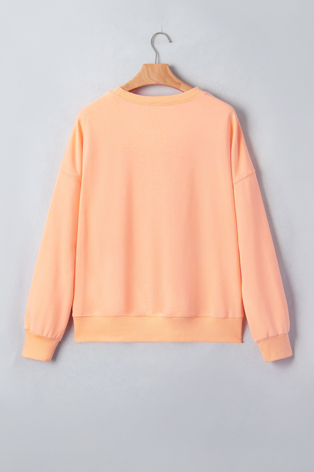 Orange Embroidered Pumpkin Face Drop Shoulder Sweatshirt