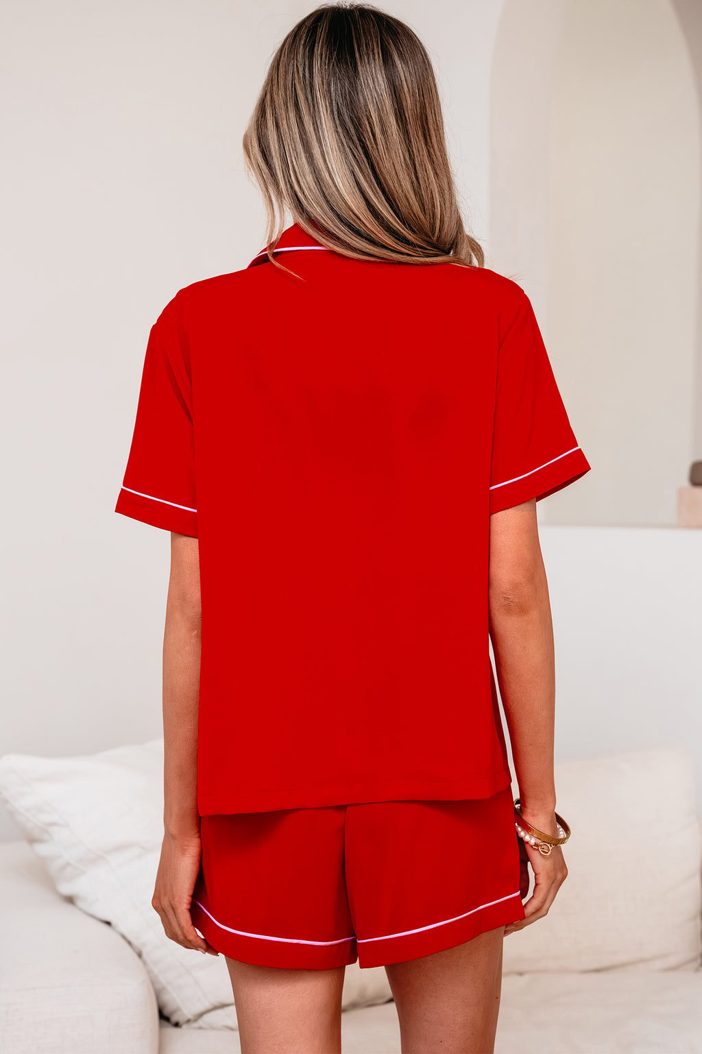Cherry Bow Satin PJ Set