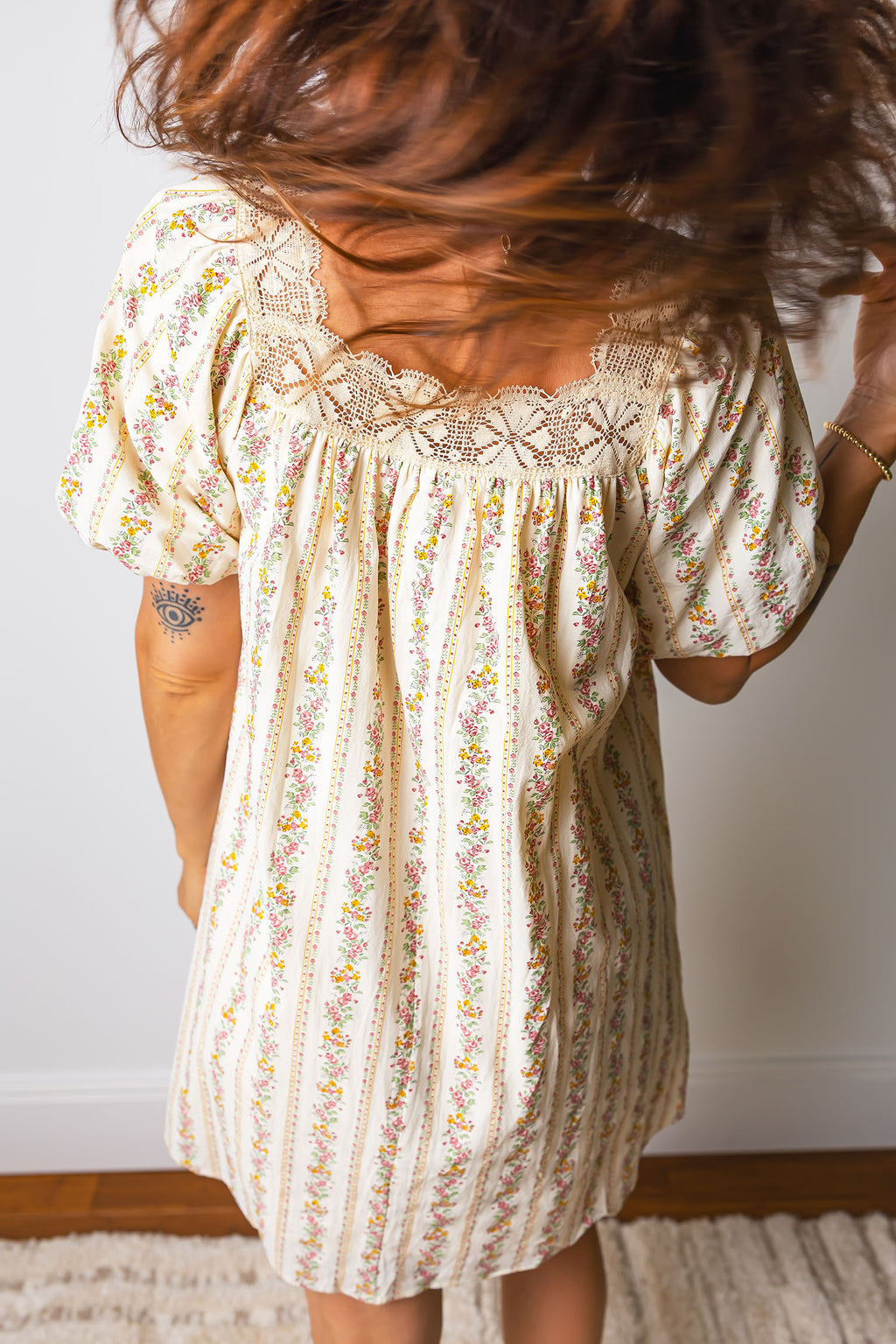 Floral Print Square Neck Mini Dress