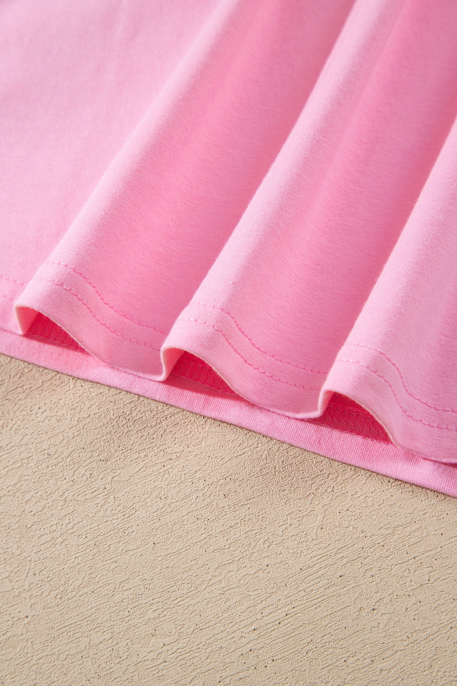 Pink Long Sleeve Sequin Round Neck Pullover Top
