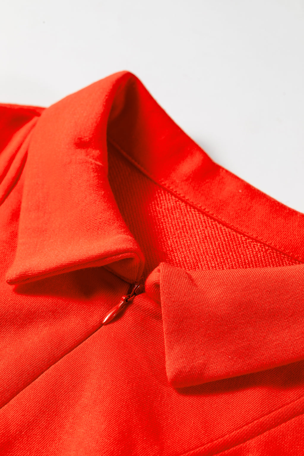Tomato Red Half Zip Polo Tee Elastic Waist Romper