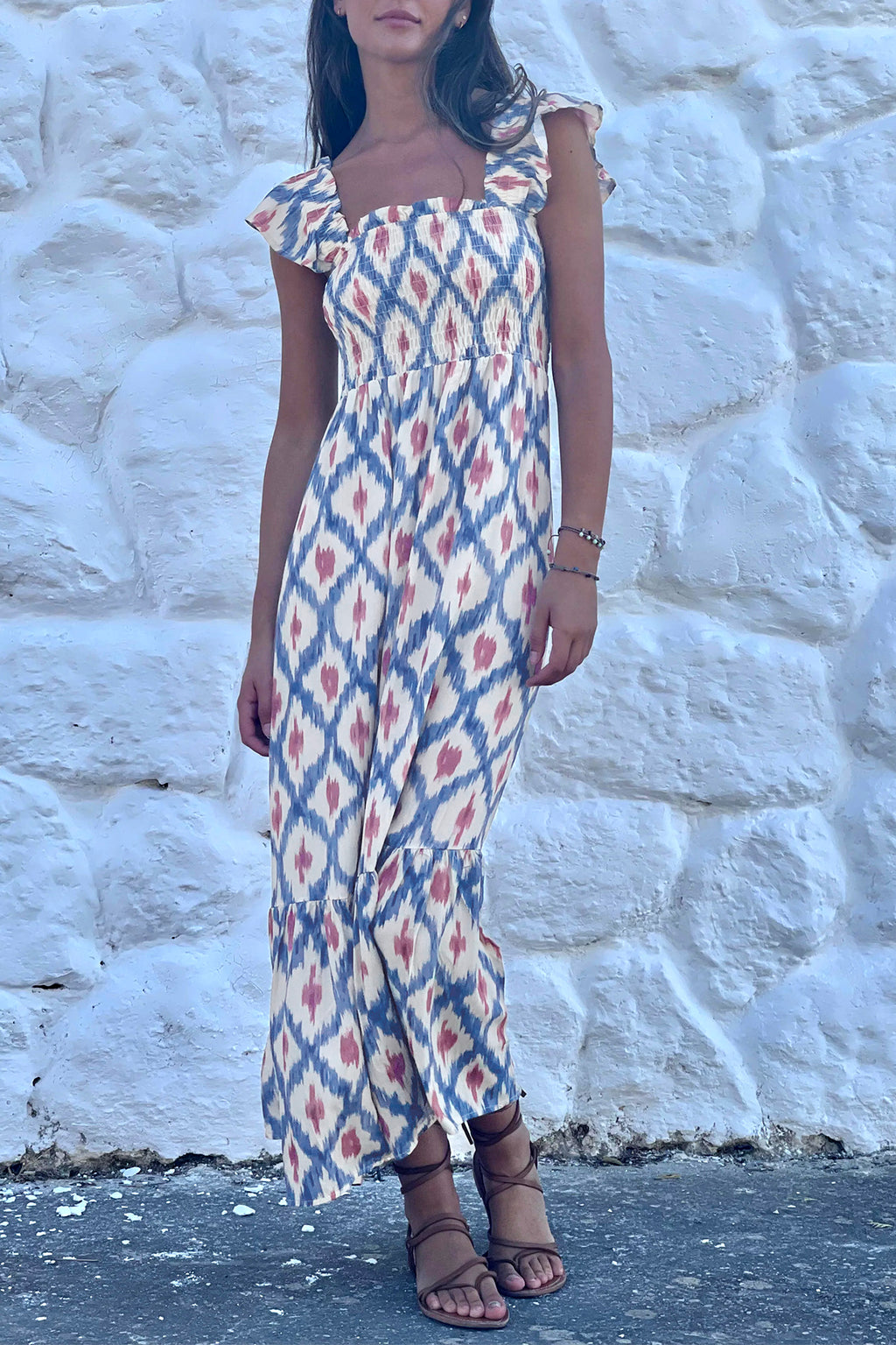 Sky Blue Ethnic Geometric Dress