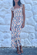 Sky Blue Ethnic Geometric Dress