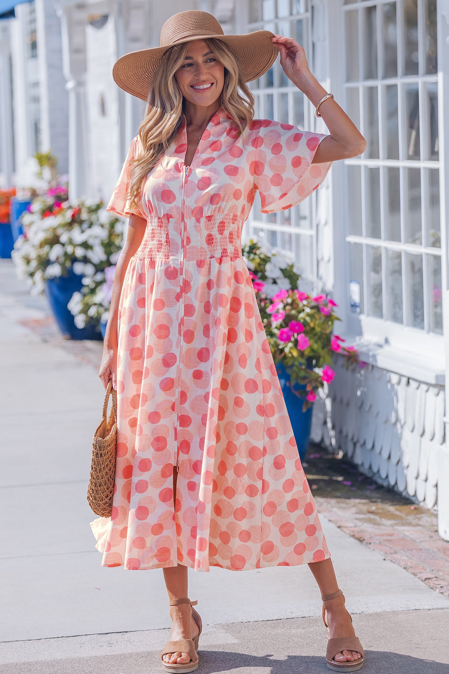 Pink Polka Dot Long Dress