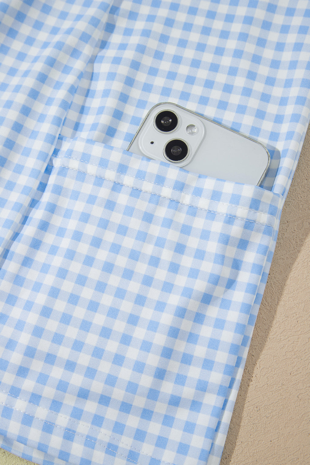 White Faux Two Piece Gingham Contrast Patchwork Loose Mini Dress