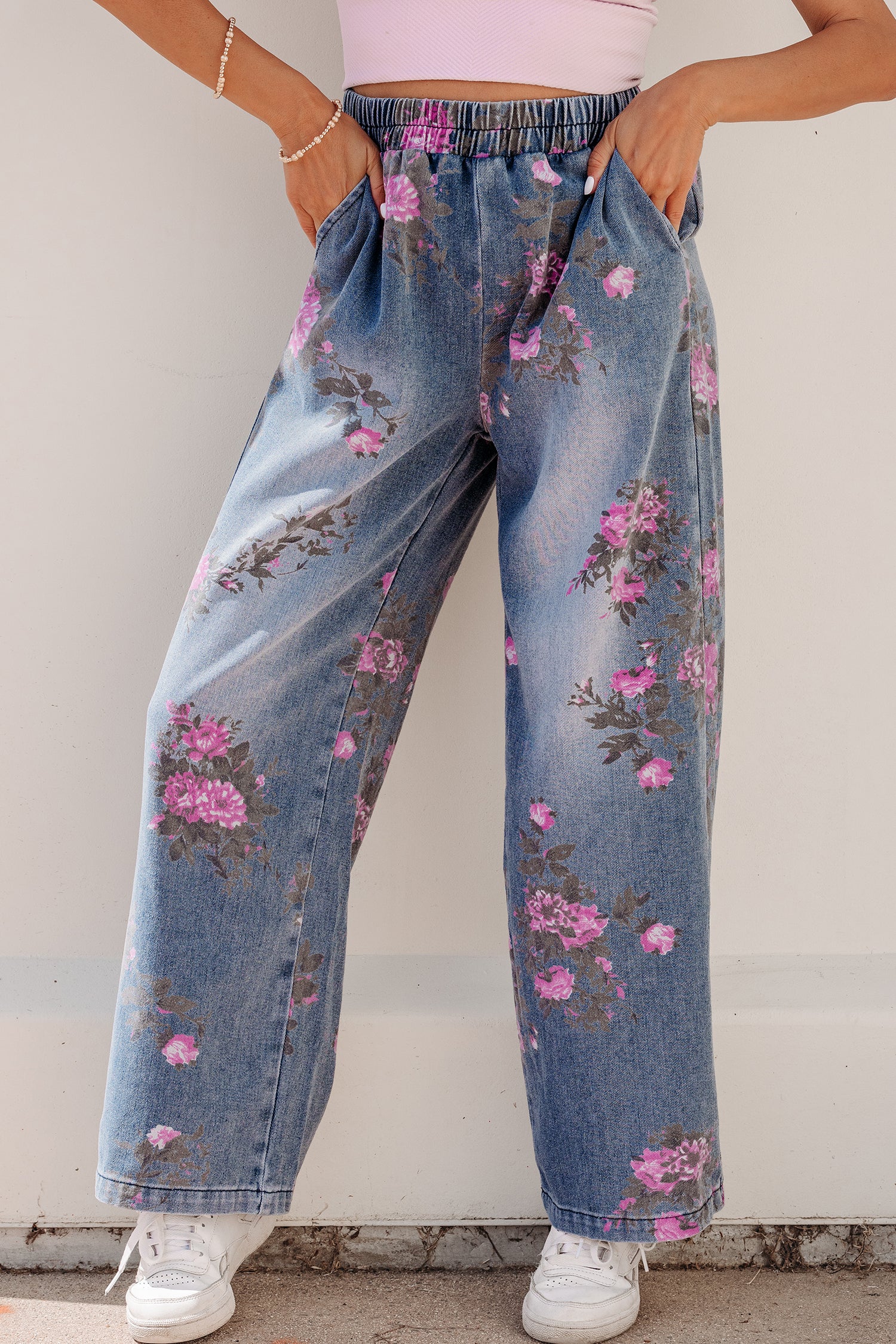 Floral Print Casual Jeans