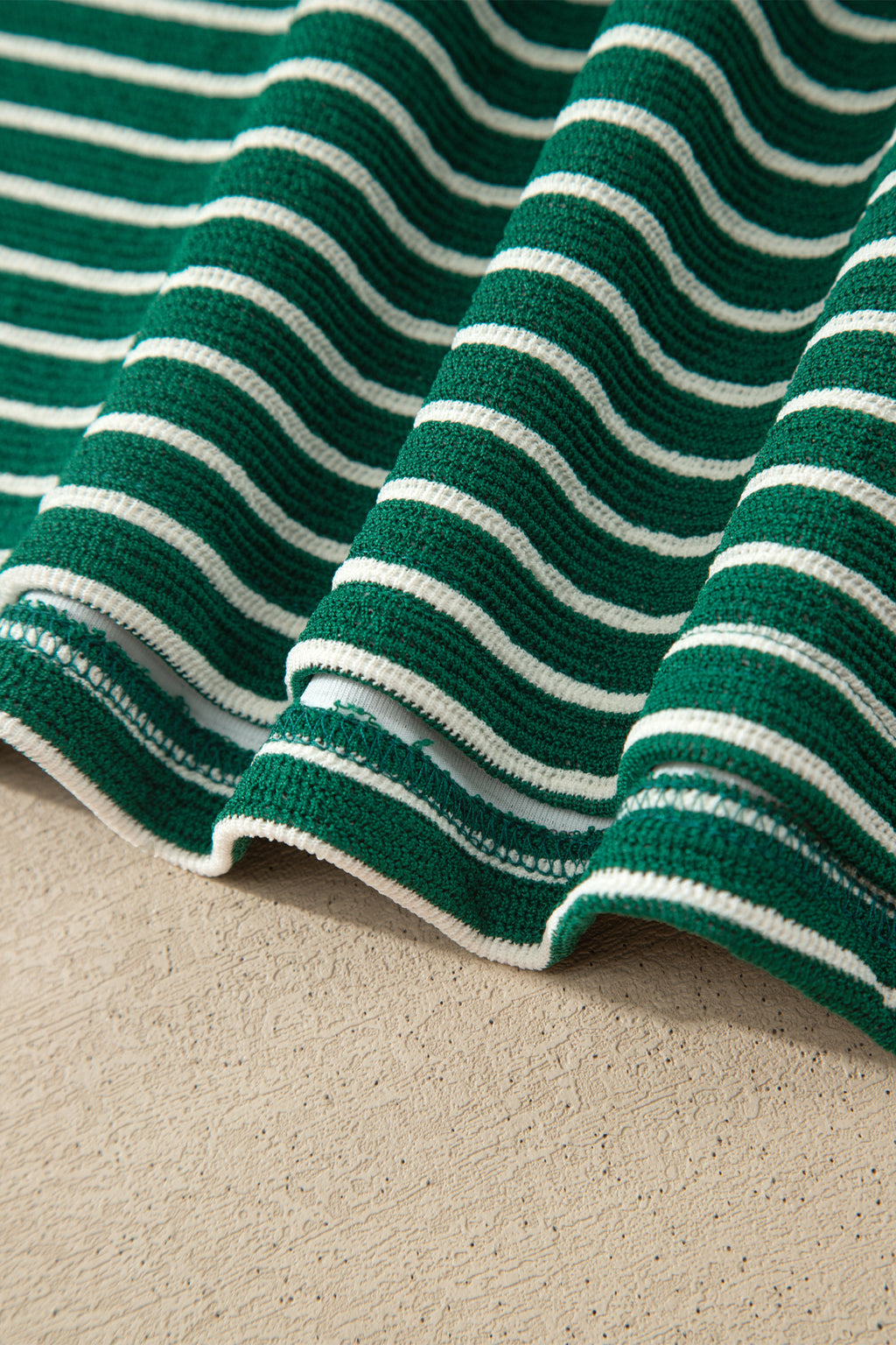 Green Stripe Contrast Print Color Block Detail Relaxed Tee
