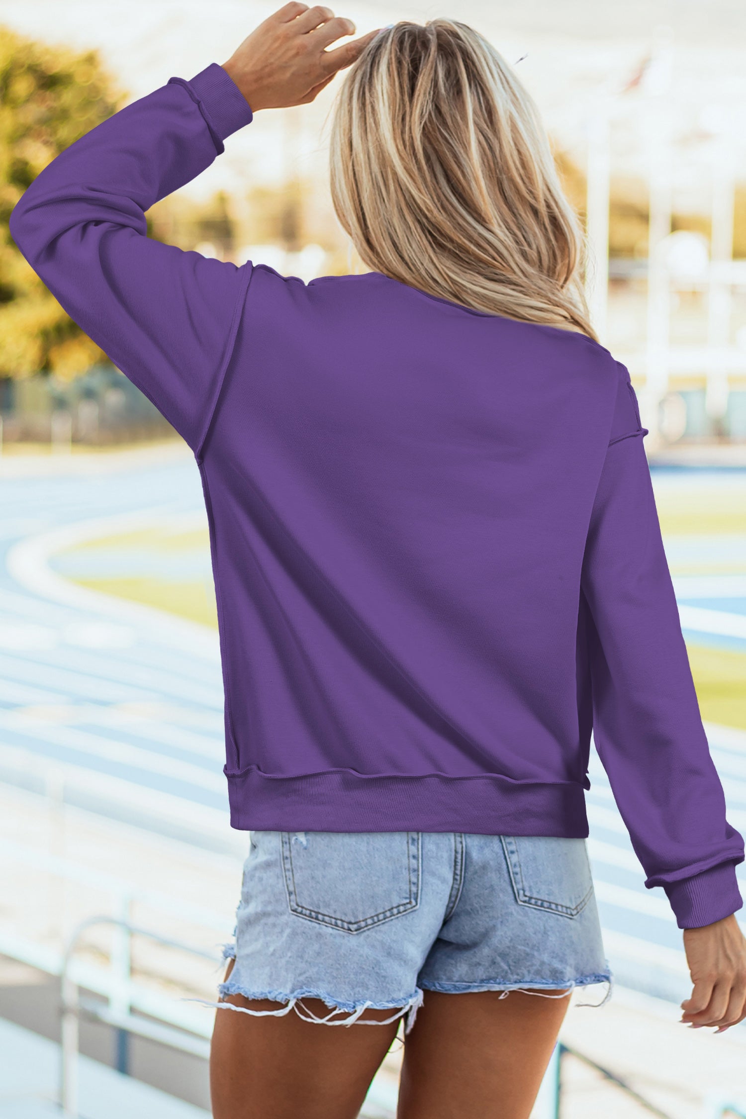 Red Dahlia Oversize Drop Shoulder Reversible Mock Neck Sweatshirt