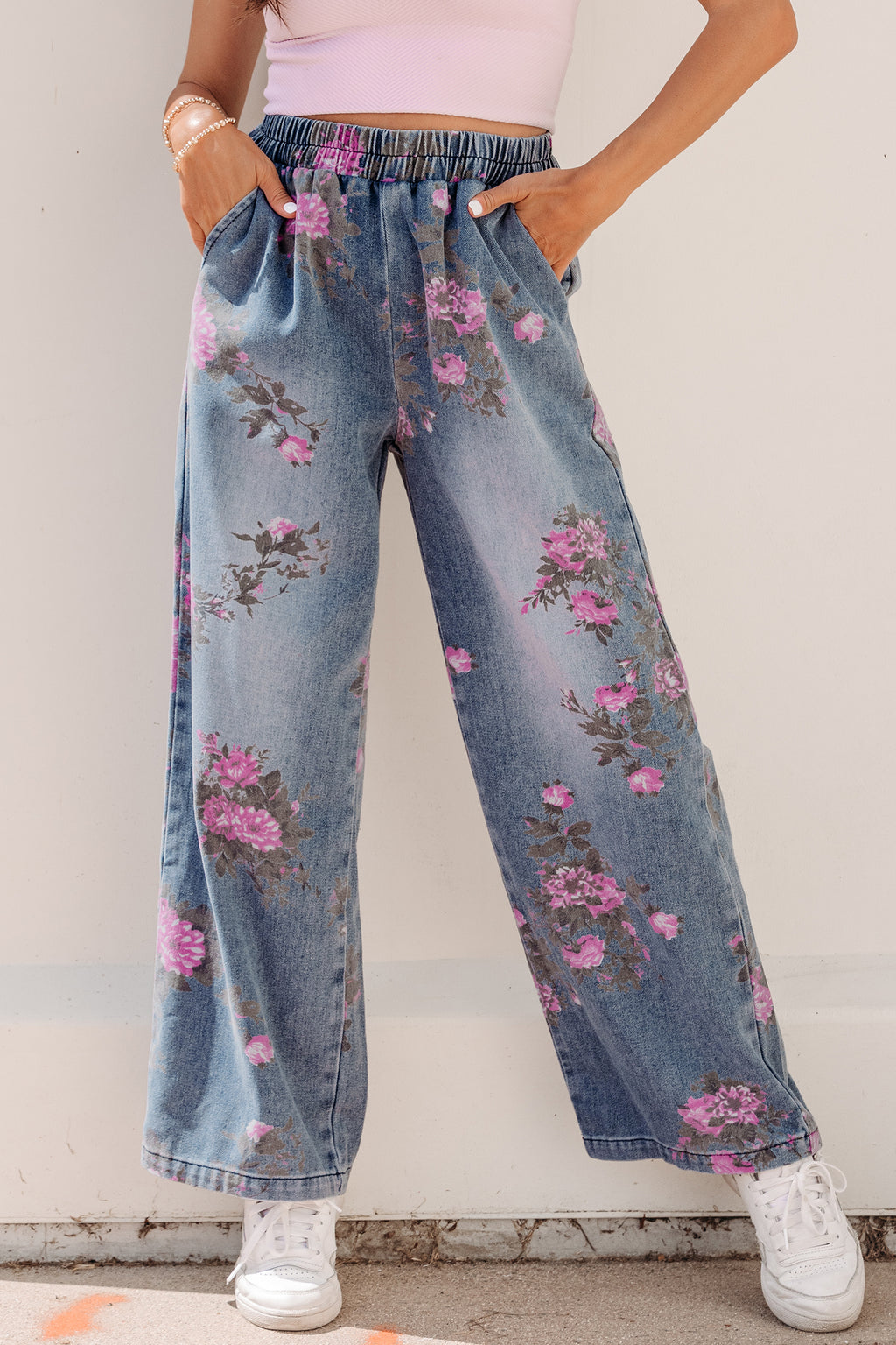Floral Print Casual Jeans