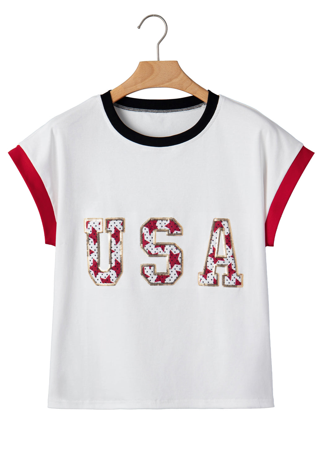 White USA Sequin Shirt