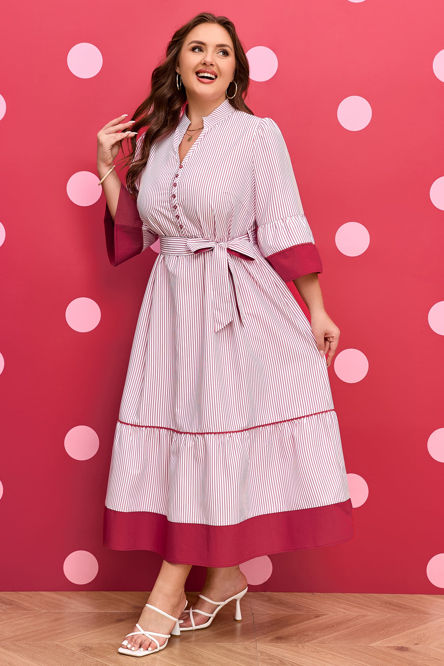 Sweetheart Stripe Midi Dress