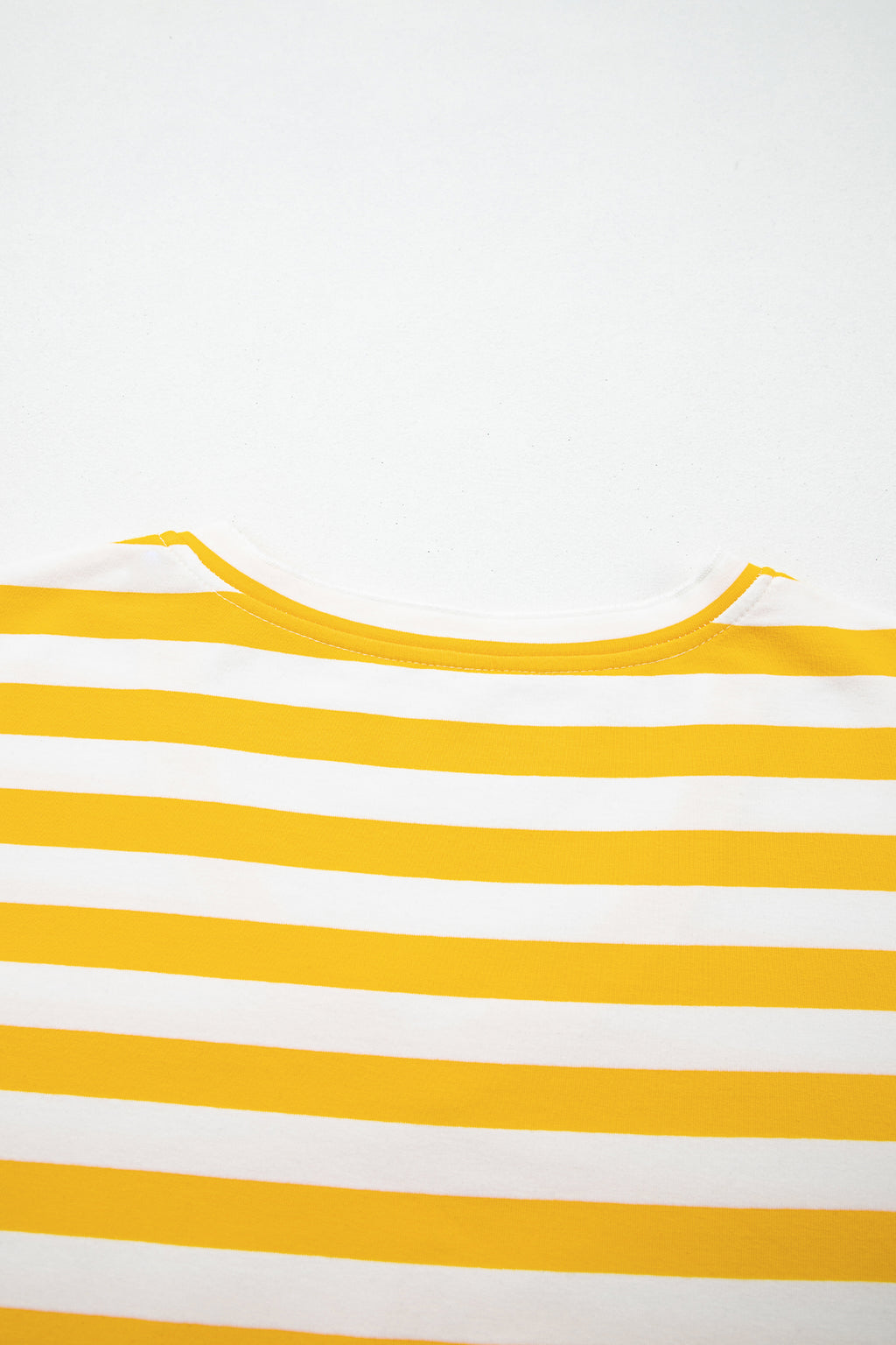 Yellow Stripe Striped Lace Patchwork V Neck Long Sleeve Top