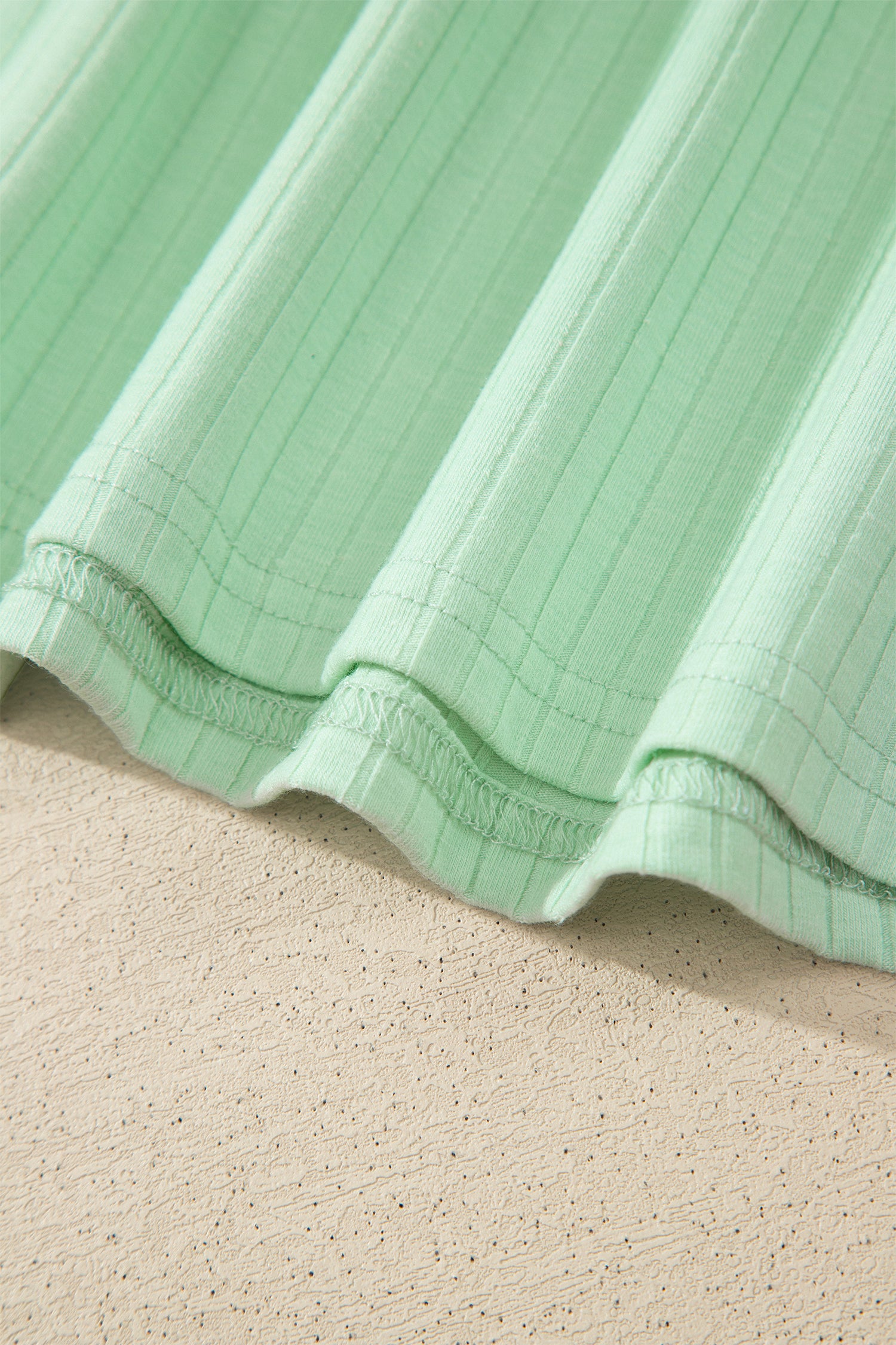 Clearly Aqua Soft Ribbed Color Block Trim Casual Short Set