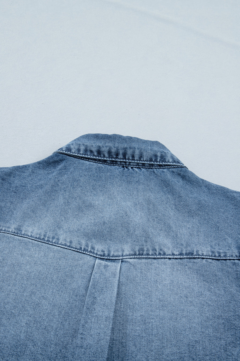 Frilled Short Sleeve Denim Shirt