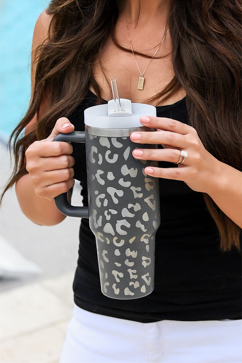 Gray Leopard Tumbler 40oz