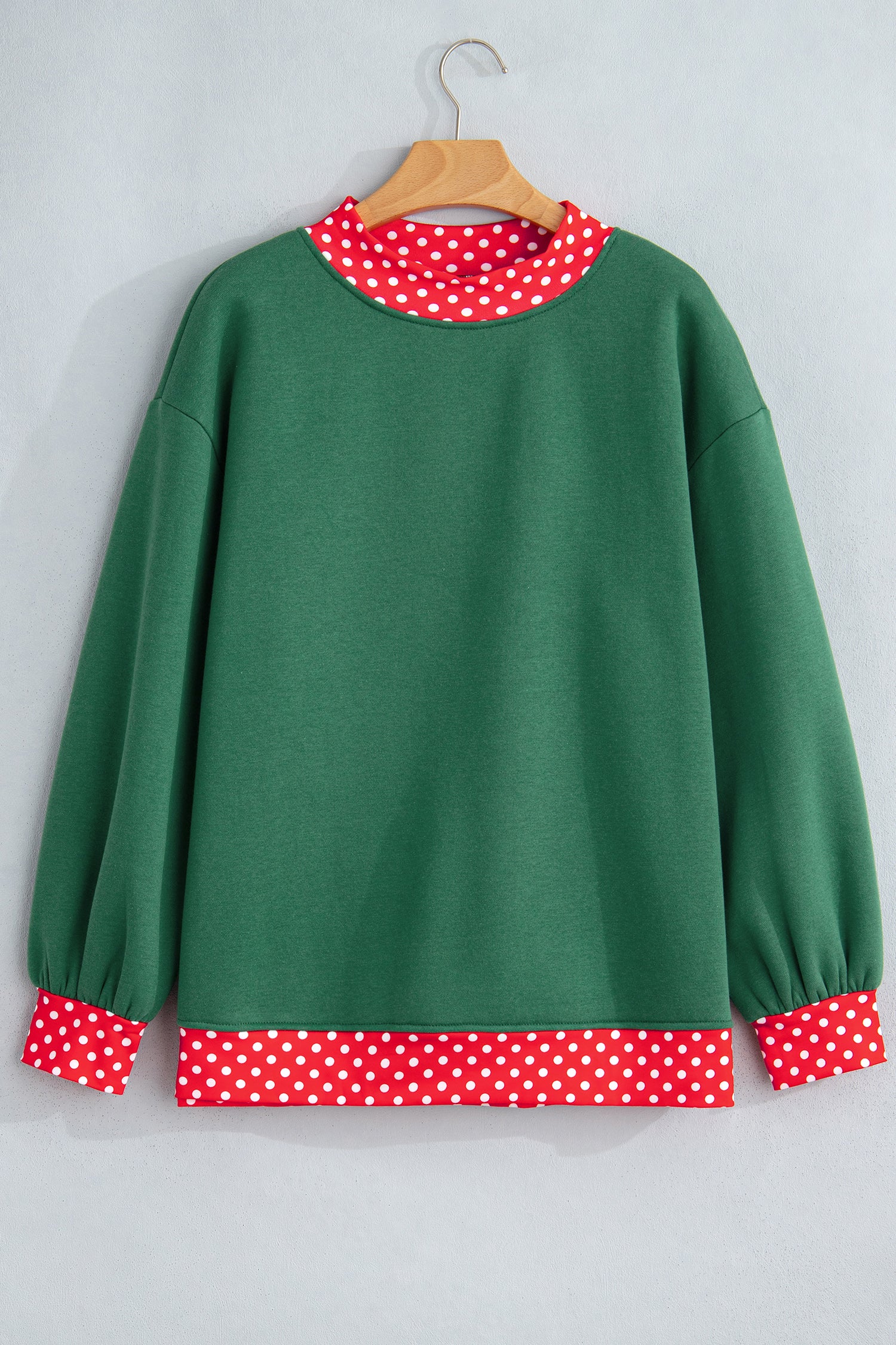 Orange Colorblock Polka Dot Contrast Trim Oversized Sweatshirt