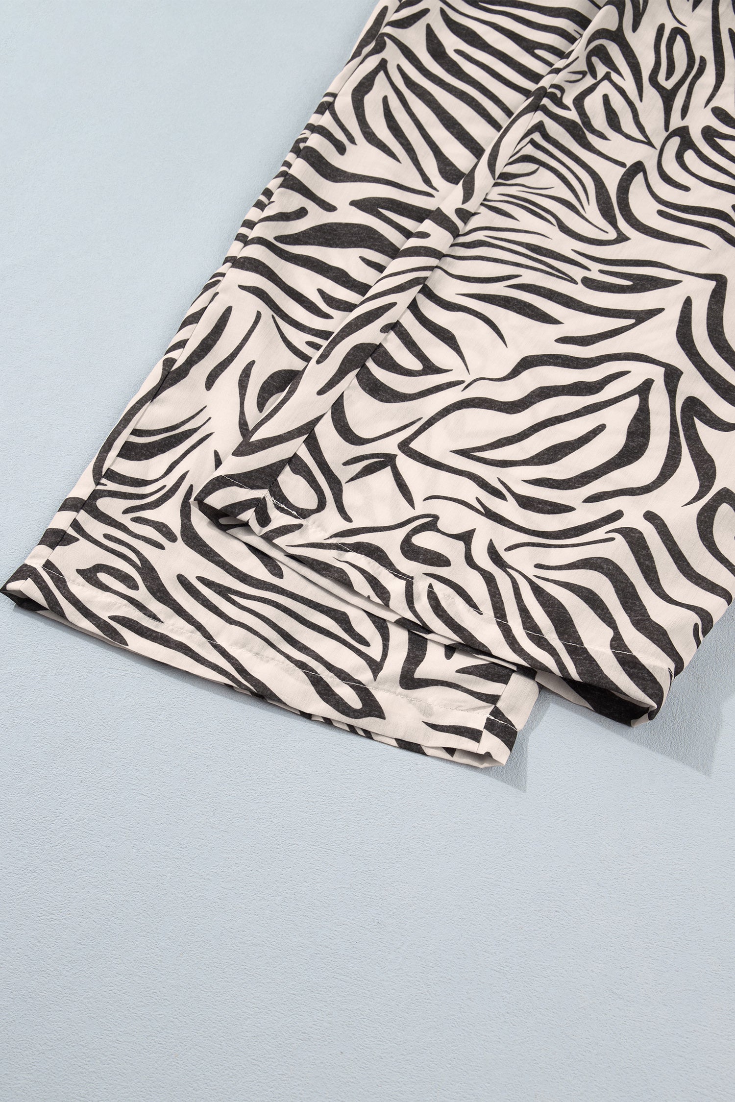 Multicolour Western Print Zebra Pattern Elastic Waist Pocket Full-Length Pants