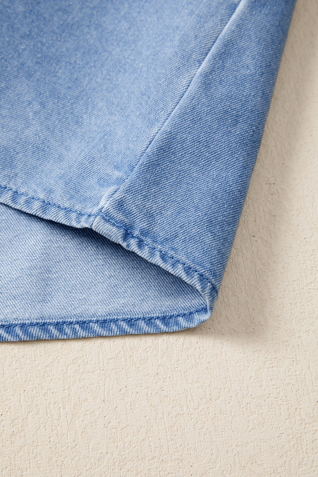 Beau Blue Frilled Collar Flutter Sleeve Denim Top